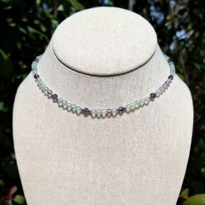 Rainbow Flourite Dainty Gemstone Necklace